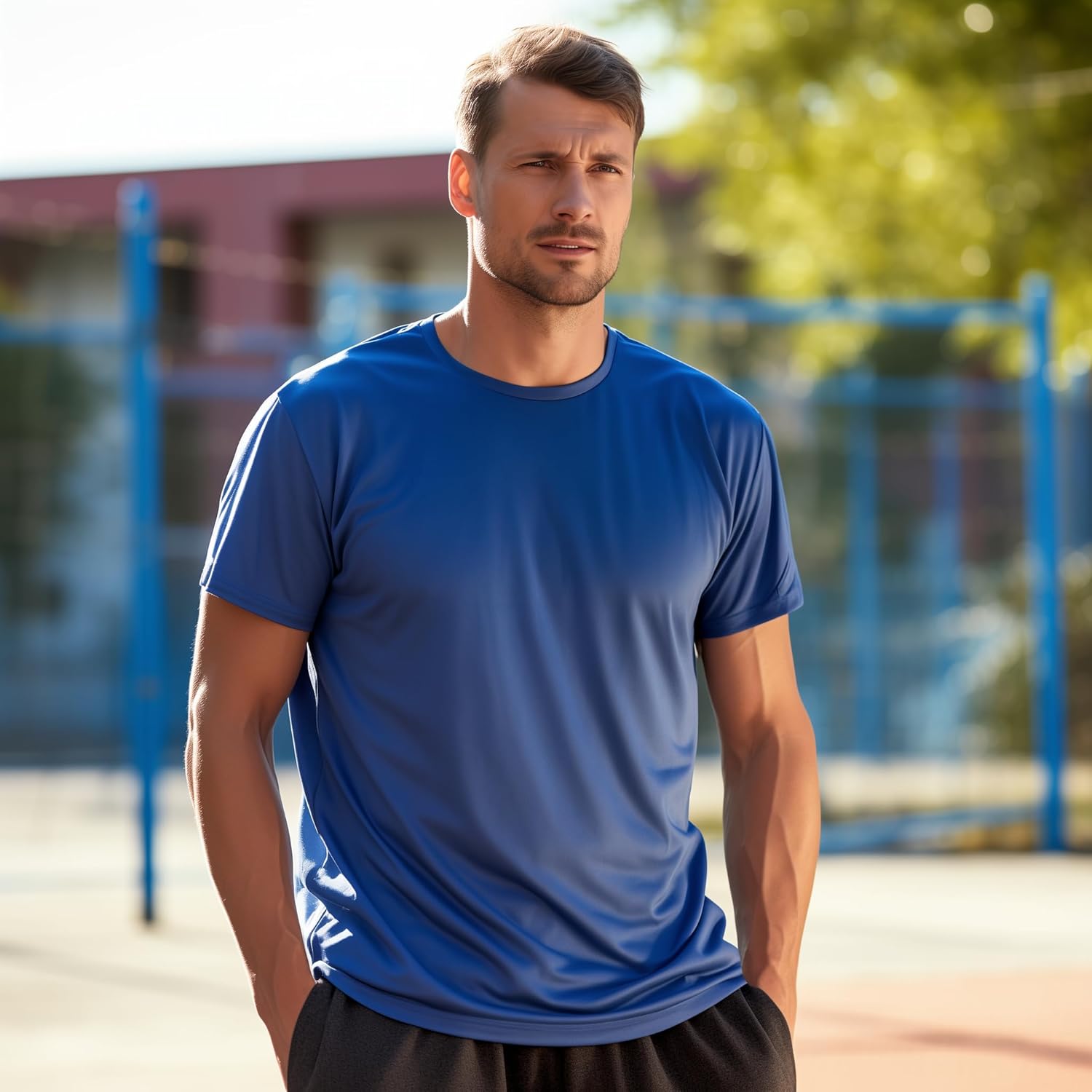 5 Pack Mens Short Sleeve Quick Dry Active Athletic T Shirt Running Gym Workout Tee Tops - Image 2