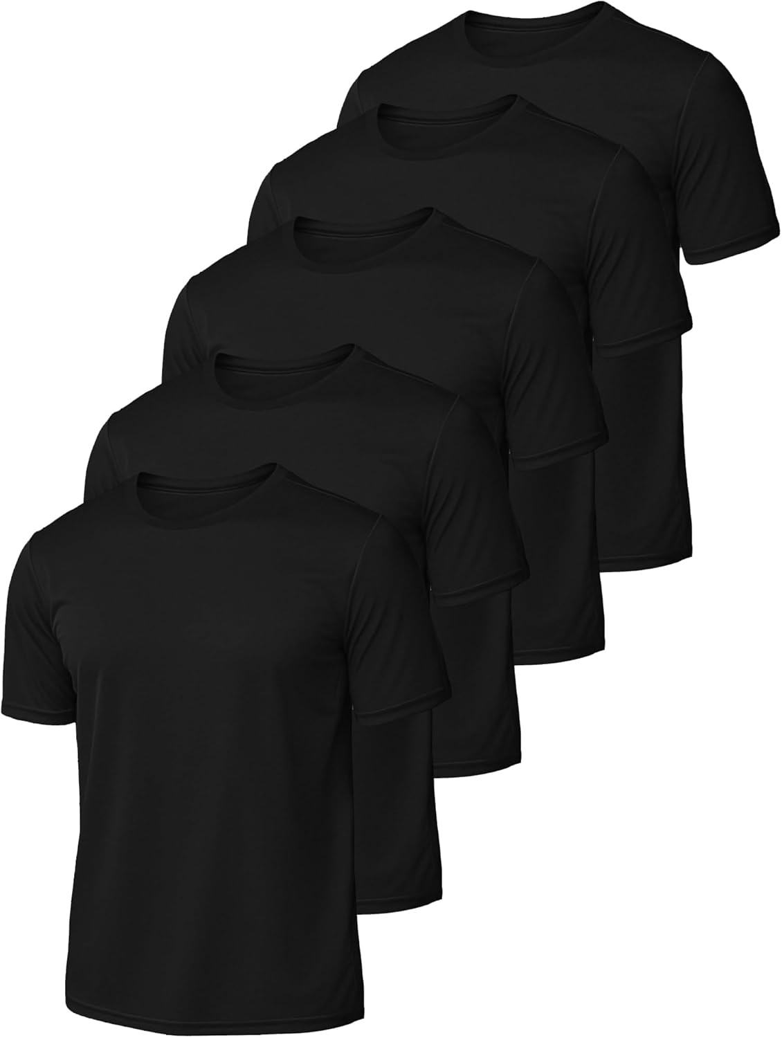 5 Pack Mens Short Sleeve Quick Dry Active Athletic T Shirt Running Gym Workout Tee Tops - Image 7