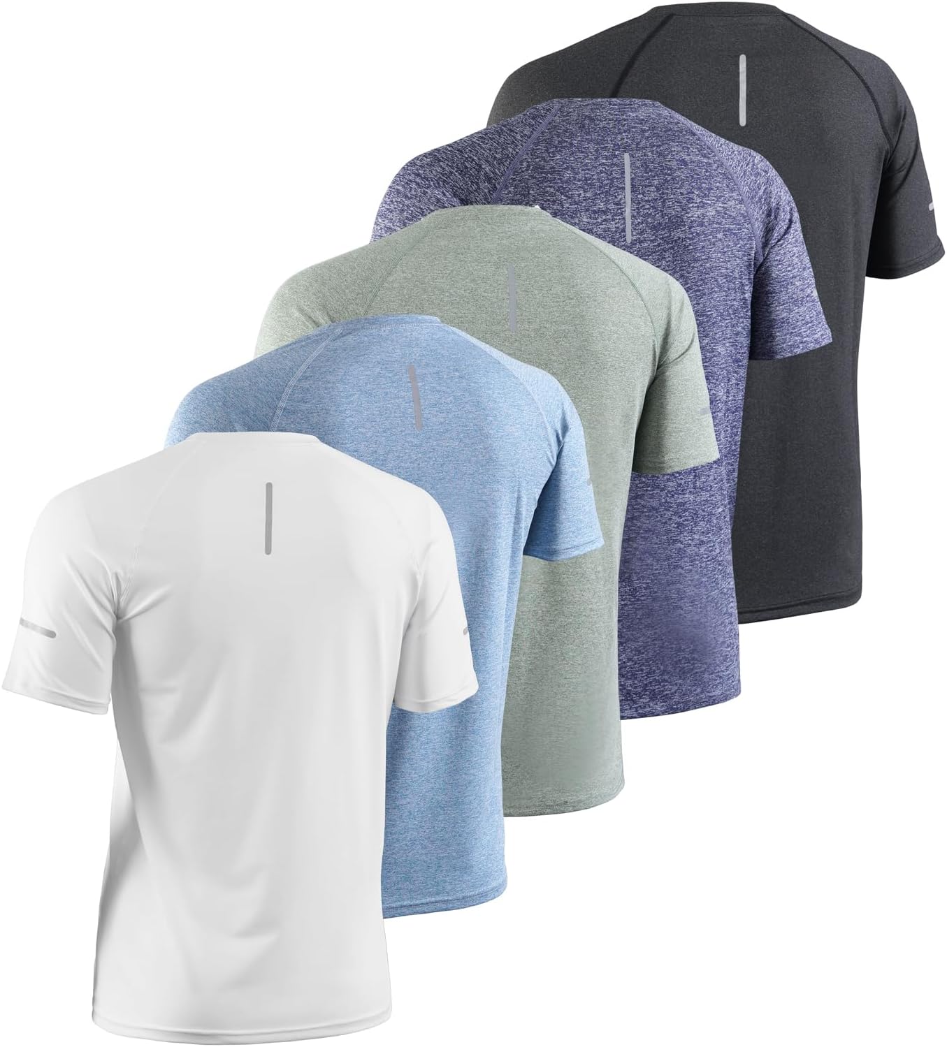 5-Pack Men's Workout T-Shirts - Reflective & Moisture-Wicking, Stretch Breathable Fabric for Running,Gym & Outdoor - Image 2