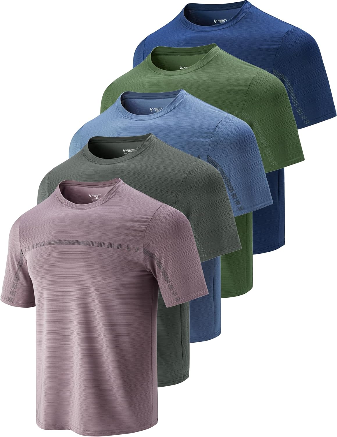5 Pack Men\u2019s Active Quick Dry Crew Neck T Shirts | Athletic Running Gym Workout Short Sleeve Tee Tops Bulk