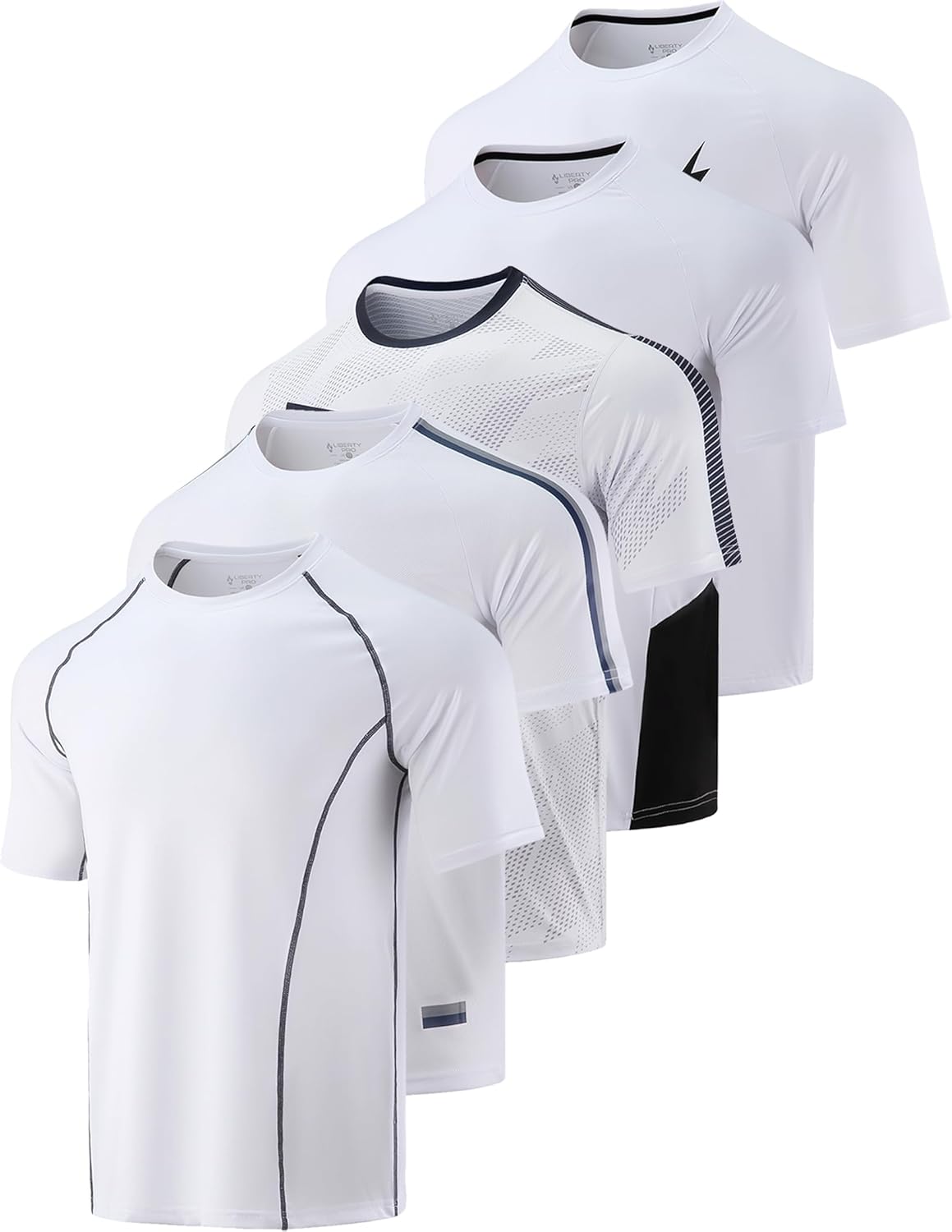 5 Pack Men\u2019s Active Quick Dry Crew Neck T Shirts | Athletic Running Gym Workout Short Sleeve Tee Tops Bulk - Image 9