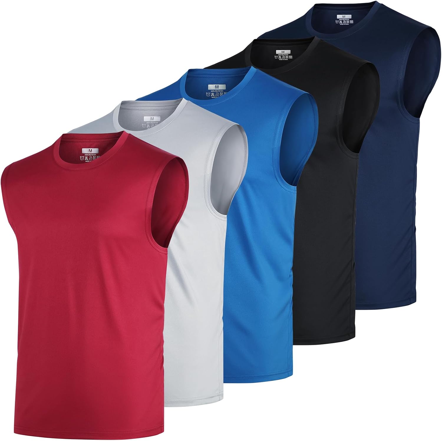 AyeGoo Mens Tank Tops 5 Pack,Gym Sleeveless Shirts Fitness Muscle T-Shirts Workout Gym Tank Top