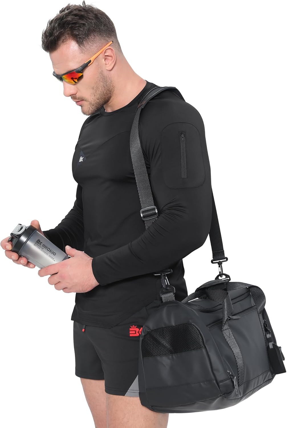 BROKIG Men's Armzip Long Sleeve Running Shirts Quick Dry Sun Protection UV UPF 50+ Jogging T Shirts Zip Pocket Gym Workout - Image 5