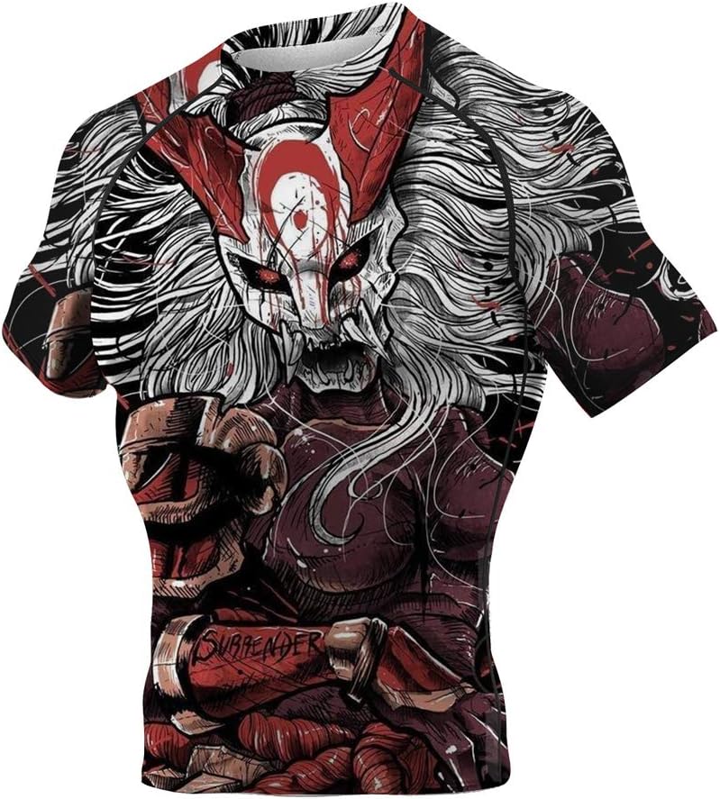 CHOO Men's Mask Samurai Moisture Wicking Gym T-Shirt Quick-Dry Stretch Clothing(Longsleeve + Spats/Shorts), XX-Large - Image 3