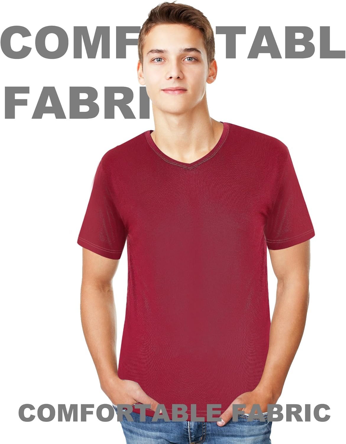 Chuarry 10 Pack Men's V Neck T Shirt Short Sleeve Bulk Soft Solid Tees Basic Quick Dry Slim Fit Undershirts for Men - Image 2