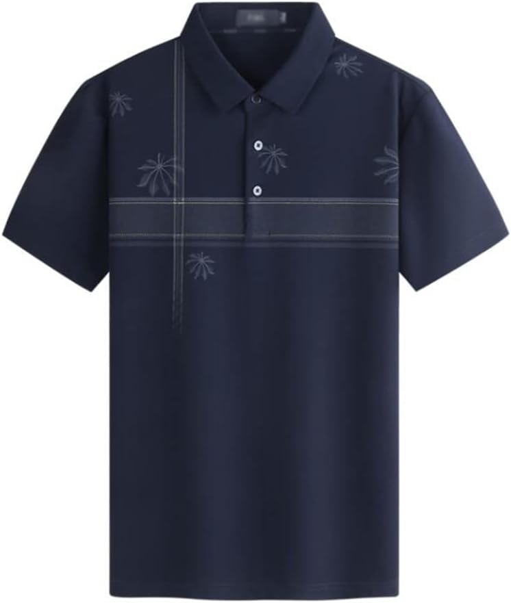 DUYHBAWRS Print Quick Dry Cool Feeling Breathable Shirt Short Sleeve Men's high Stretch