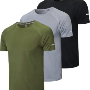 frueo Men's 1\/3 Pack Workout Shirts Quick Dry Moisture Wicking Short Sleeve Mesh Athletic T-Shirts