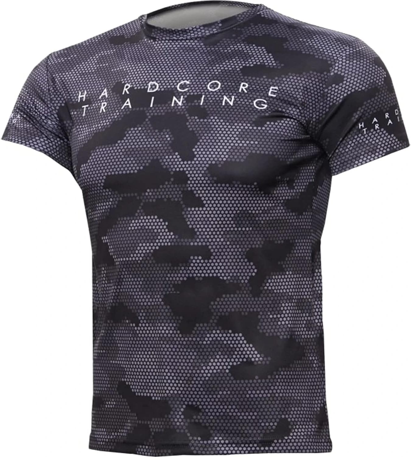 Hardcore Training Hexagon Camo Training T-Shirt Men's Short Sleeve Fitness Exercise Gym Workout Outdoor Running Quick Dry - Image 2