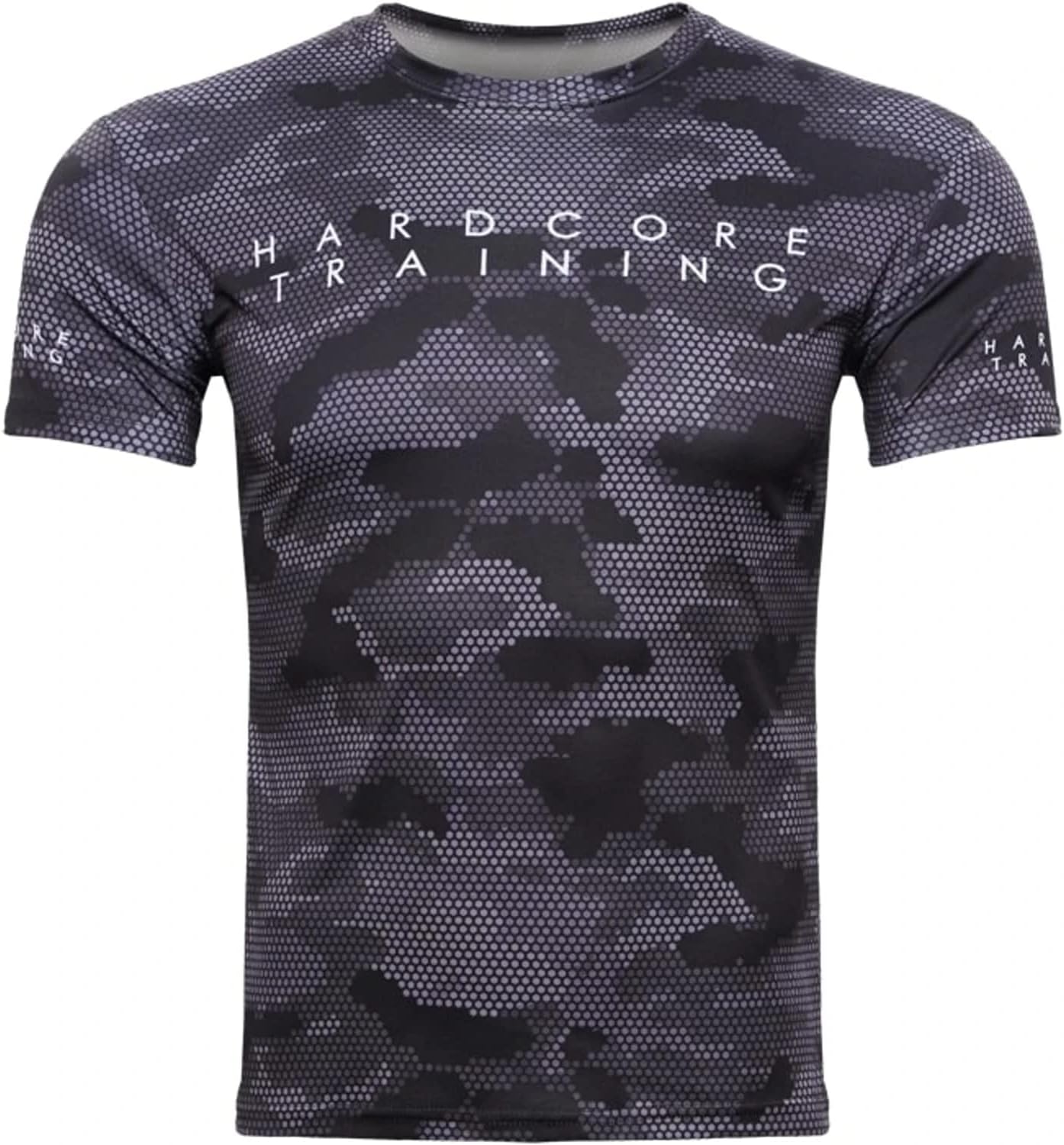 Hardcore Training Hexagon Camo Training T-Shirt Men's Short Sleeve Fitness Exercise Gym Workout Outdoor Running Quick Dry