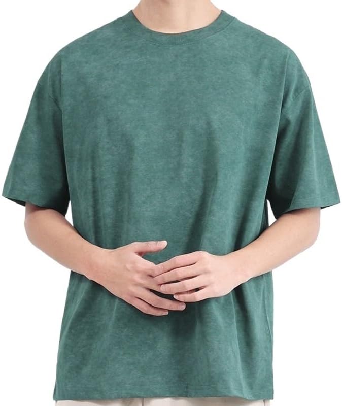 JSEIAJB Retro Outdoor Sports Short Sleeves Fashion Cotton Round Neck Quick Dry T-Shirt Casual Breathable Loose Vest(Gray,Large)