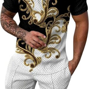Men’s Activewear Quick Dry Premium Fabric Muscle Gym Workout Fashion Mens T Shirt Hawaiian Shirt Tees (Gold, S)
