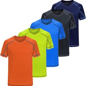 Men's Dry Fit Tshirt Short Sleeve Moisture Wicking Athletic Shirts Sport Active wear Tee Round Neck Workout Top