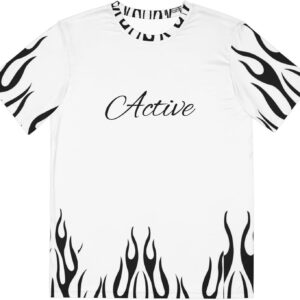 Men's Flame Graphic T-Shirt \u2013 Lightweight Polyester Tee for Gym, Streetwear, Festivals \u2013 Quick Dry & Durable Fit