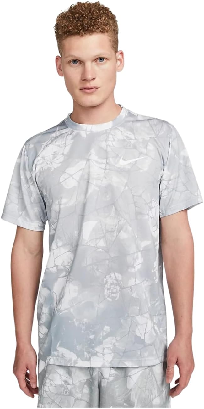 Nike Men’s Dri-FIT Legend All-Over Print Training T-Shirt Small White/Gray