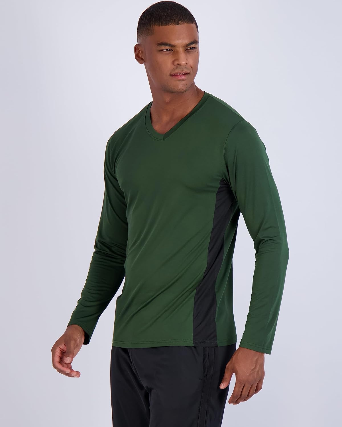 Real Essentials 4 Pack: Men's Dry Fit Long Sleeve V-Neck Active T-Shirt - Athletic Outdoor UPF 50+ - Set 4, 3X - Image 2