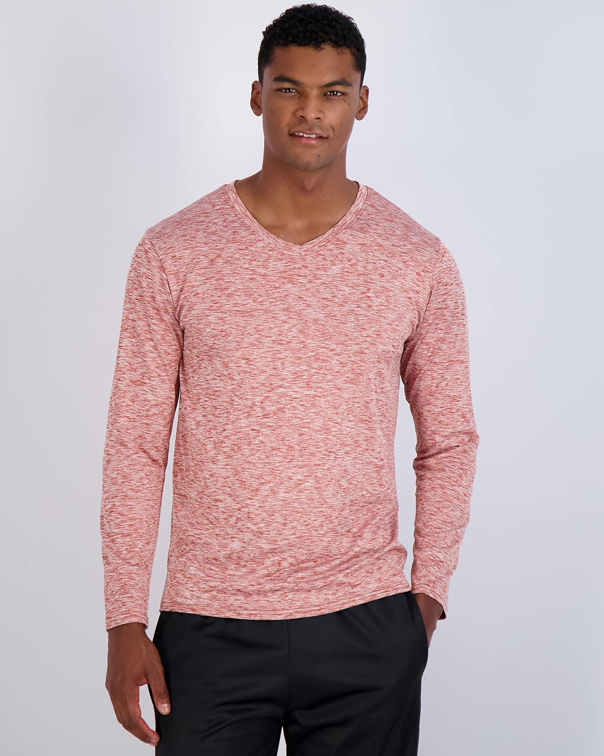 Real Essentials 4 Pack: Men's Dry Fit Long Sleeve V-Neck Active T-Shirt - Athletic Outdoor UPF 50+ - Set 5, 3X - Image 2