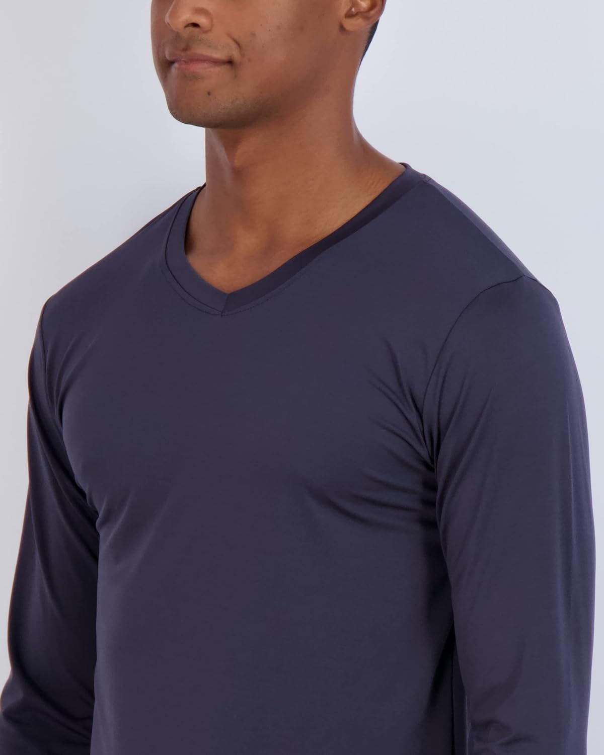 Real Essentials 4 Pack: Men's Dry Fit Long Sleeve V-Neck Active T-Shirt - Athletic Outdoor UPF 50+ - Set 7, 3X - Image 3