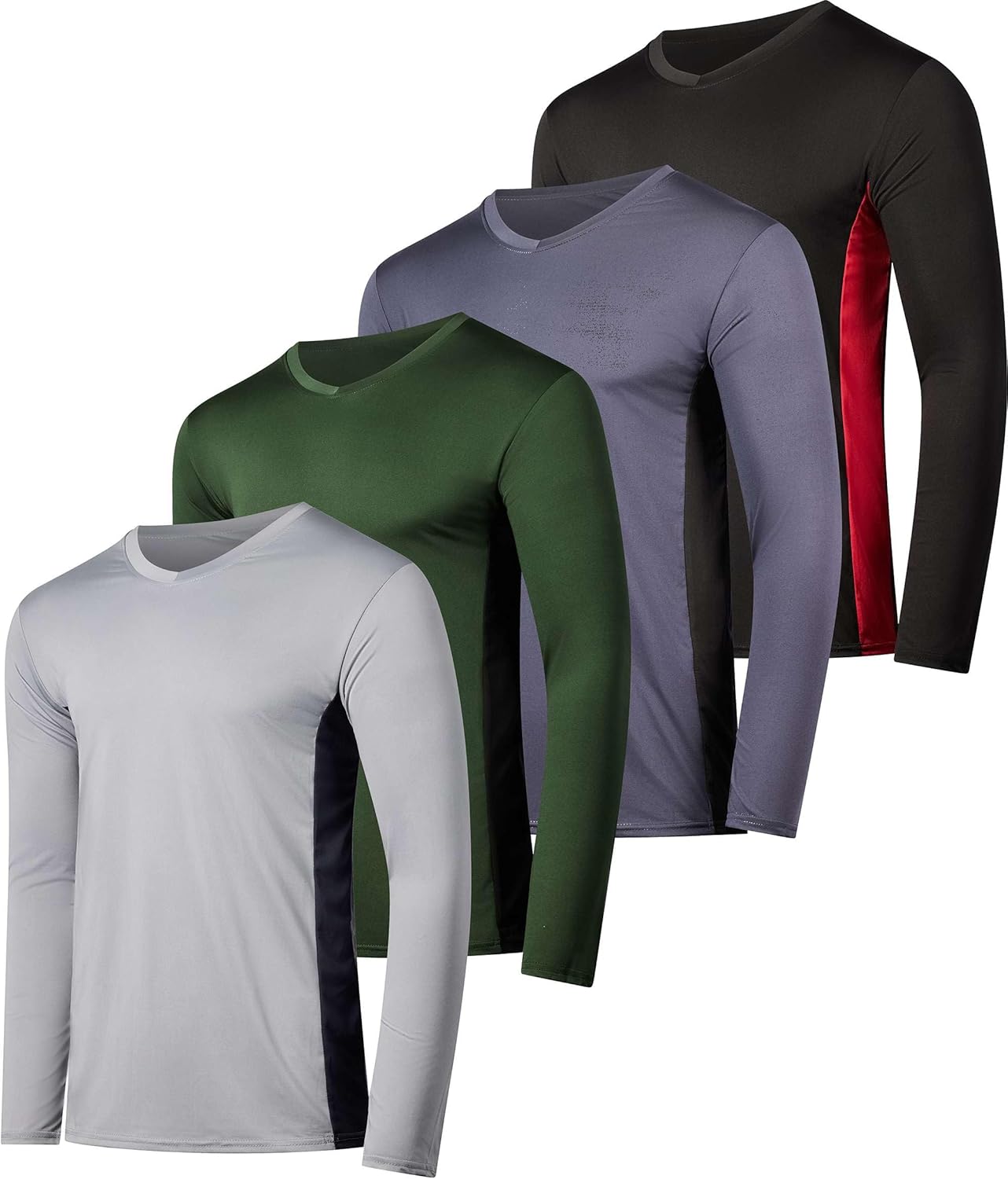 Real Essentials 4 Pack: Men's Dry Fit Long Sleeve V-Neck Active T-Shirt - Athletic Outdoor UPF 50+ (Available in Big & Tall) - Image 10