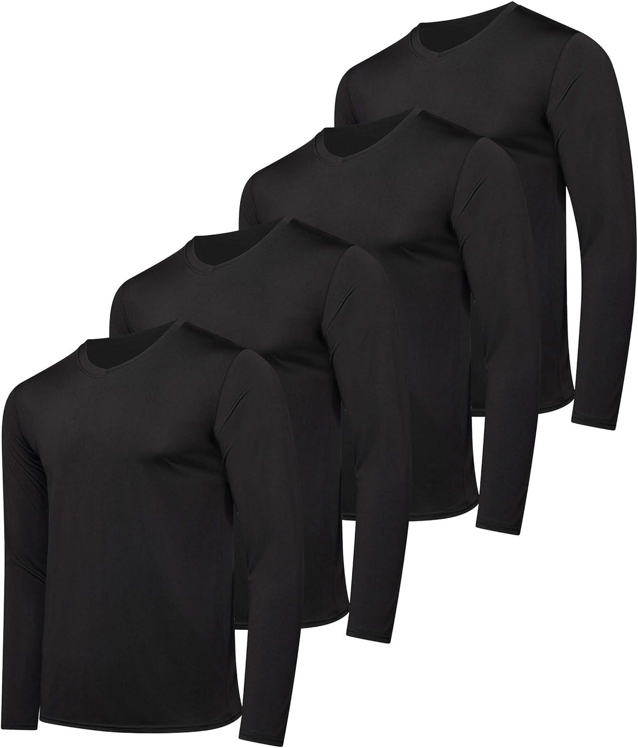 Real Essentials 4 Pack: Men's Dry Fit Long Sleeve V-Neck Active T-Shirt - Athletic Outdoor UPF 50+ (Available in Big & Tall) - Image 16