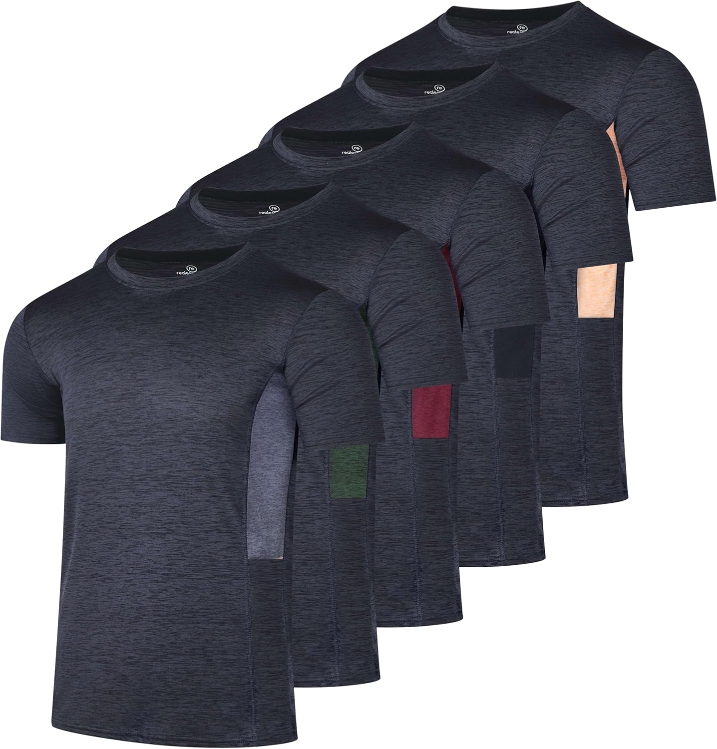 Real Essentials 5 Pack: Men\u2019s Short Sleeve Dry Fit T-Shirts \u2013 Moisture Wicking Athletic Workout Gym Fitness Casual Tees - Image 21