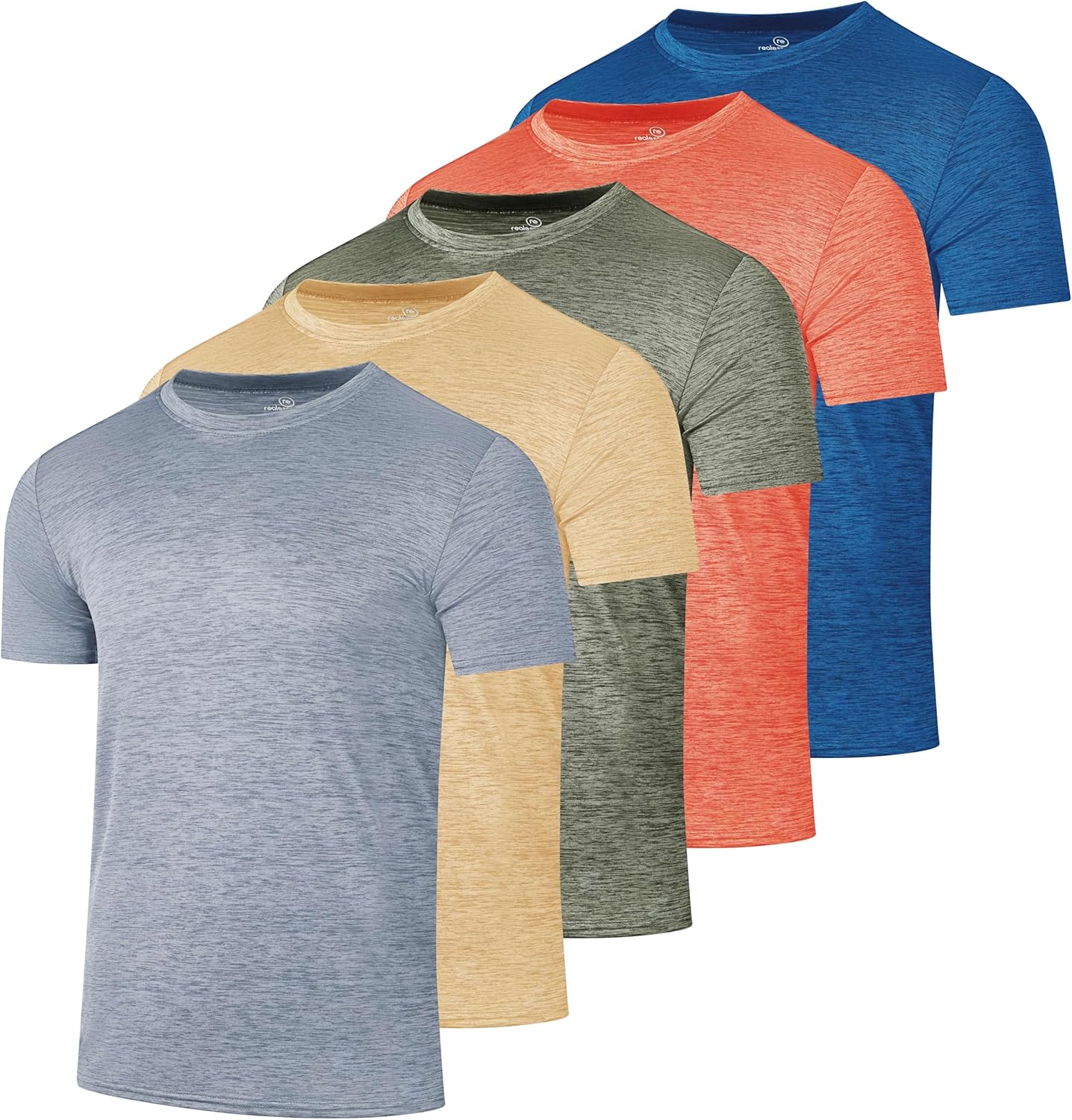 Real Essentials 5 Pack: Men\u2019s Short Sleeve Dry Fit T-Shirts \u2013 Moisture Wicking Athletic Workout Gym Fitness Casual Tees