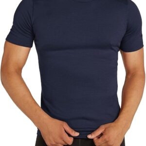 SIORO 100% Merino Wool T-Shirt for Men Short Sleeve Base Layers Odor Resistance Crew Neck Undershirt for Outdoor Hiking S-XXL