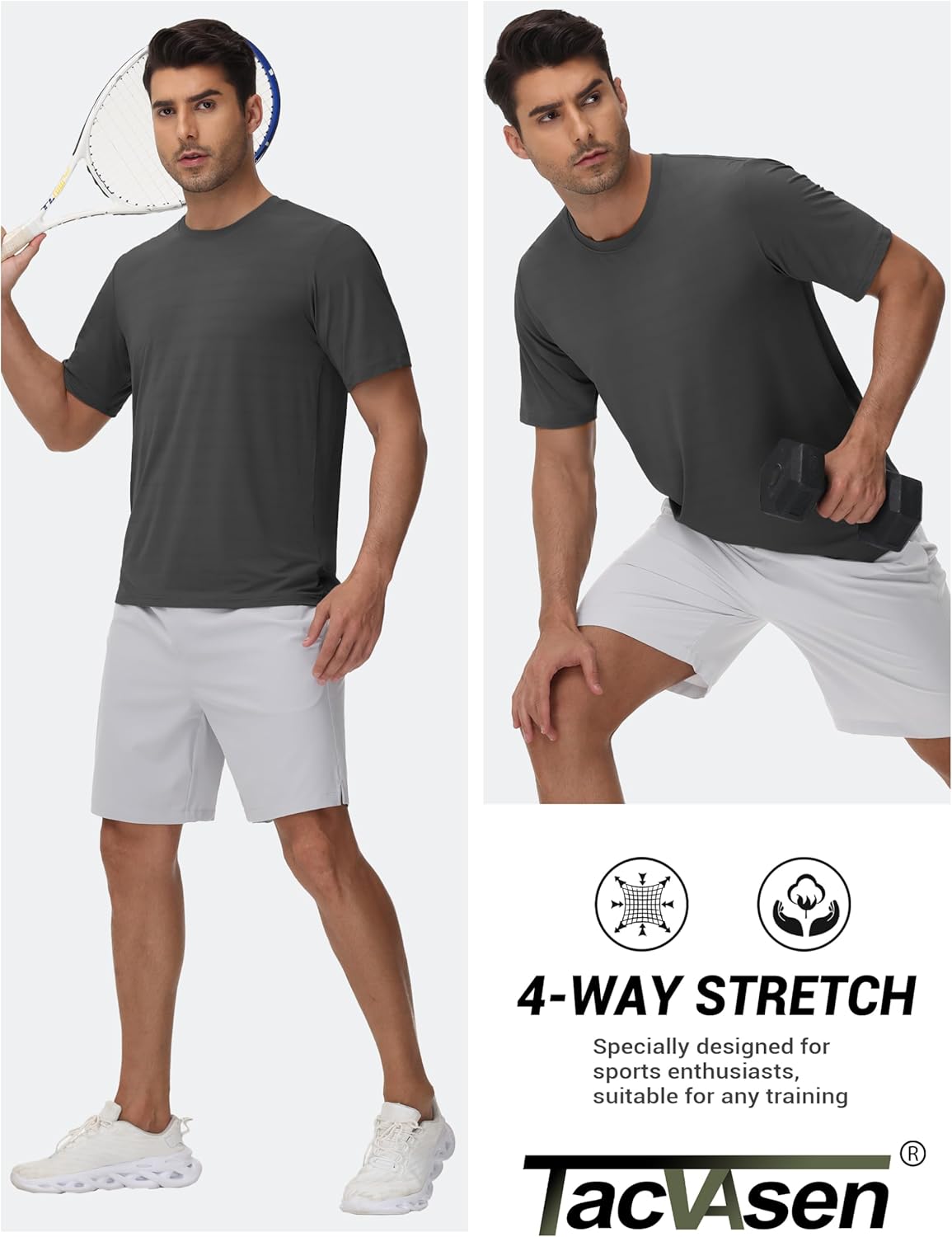 TACVASEN Men's Lightweight Athletic T-Shirts Quick Dry Workout Gym Tops Short Sleeve Running Tee Shirt Performance Activewear - Image 3