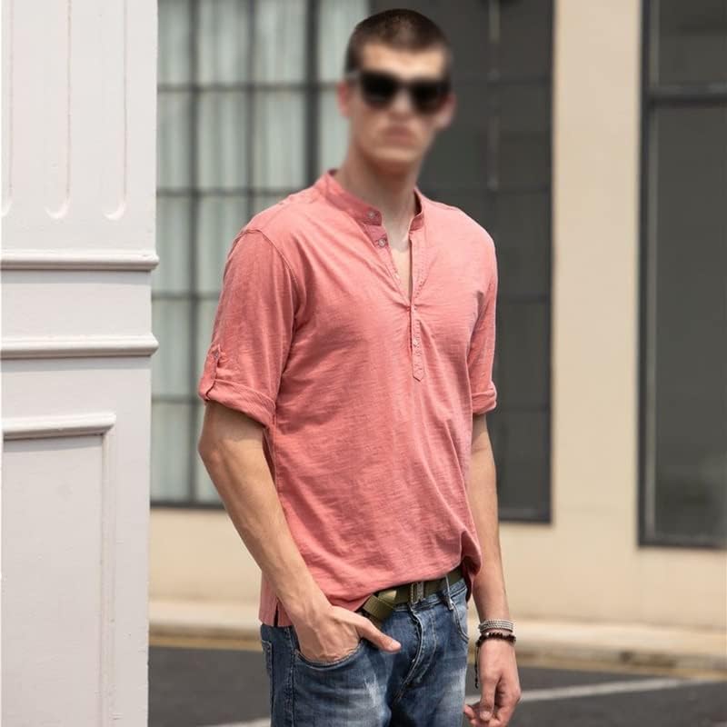 THJKUPO Slim Stand Collar Sports Men's T-Shirt Breathable Quick Drying T-Shirt V-Neck T-Shirt Men's Shirt - Image 3