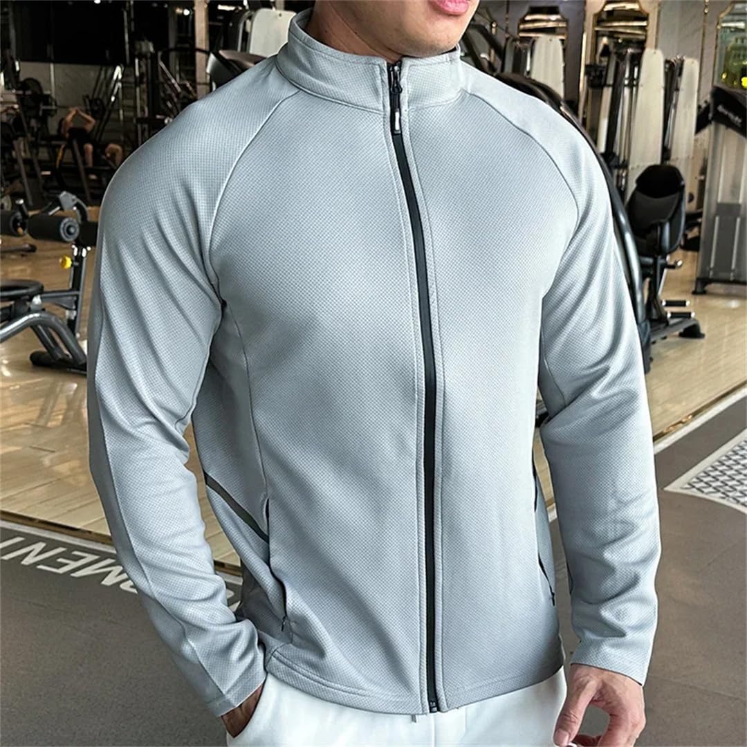 VMAKBUWIS Men's Jacket Sports Jersey Zip Up Long Sleeve T-Shirts Quick Dry Gym Fitness Coats Running Sweatshirts - Image 3