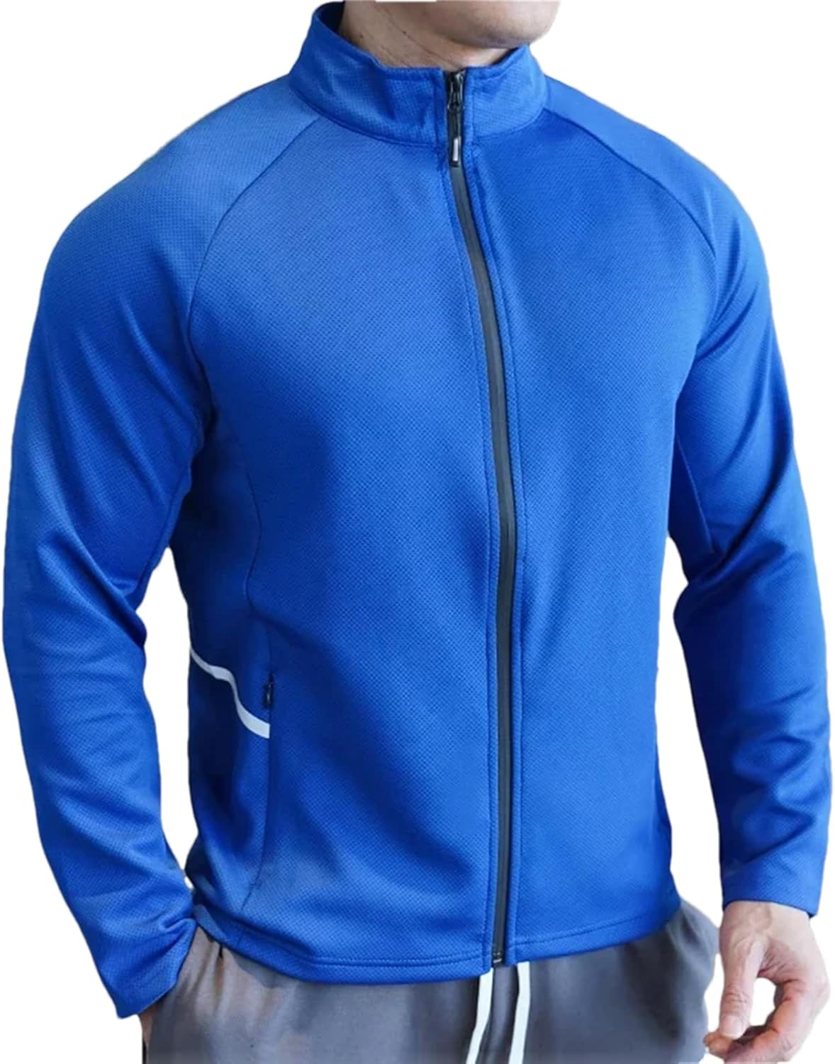 VMAKBUWIS Men's Jacket Sports Jersey Zip Up Long Sleeve T-Shirts Quick Dry Gym Fitness Coats Running Sweatshirts - Image 8