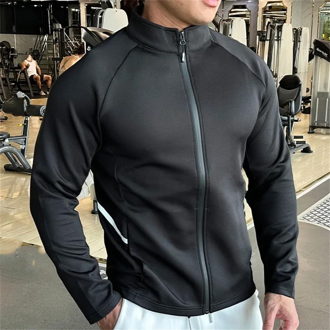 VMAKBUWIS Men's Jacket Sports Jersey Zip Up Long Sleeve T-Shirts Quick Dry Gym Fitness Coats Running Sweatshirts - Image 7